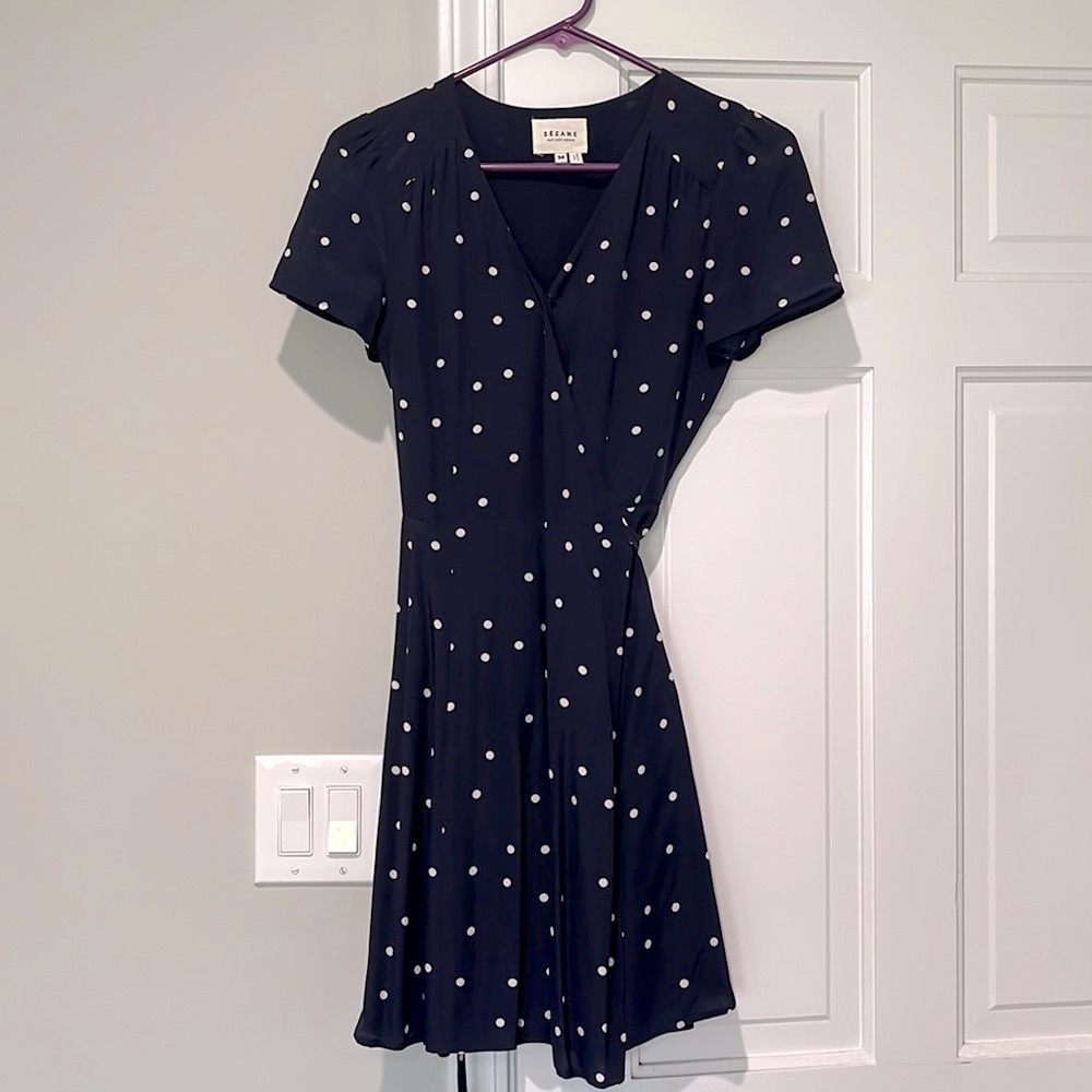 Silk polka dot wrap dress